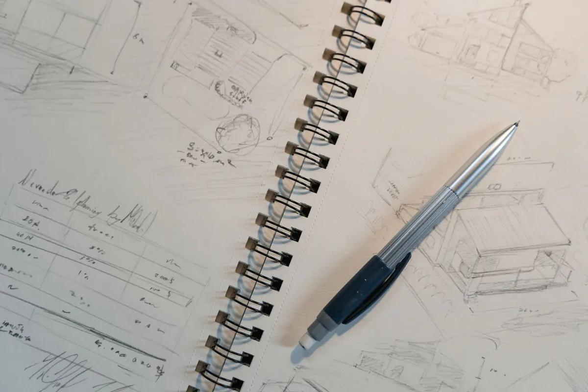 Sketched plans on a notepad, the start of scoping something bespoke