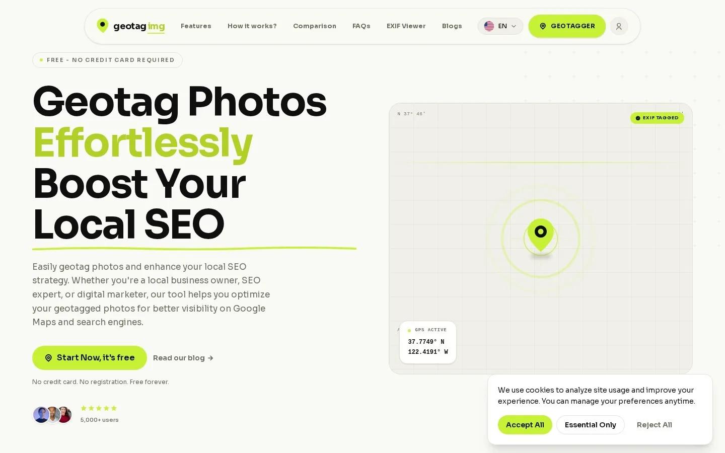 GeoTagImg website homepage