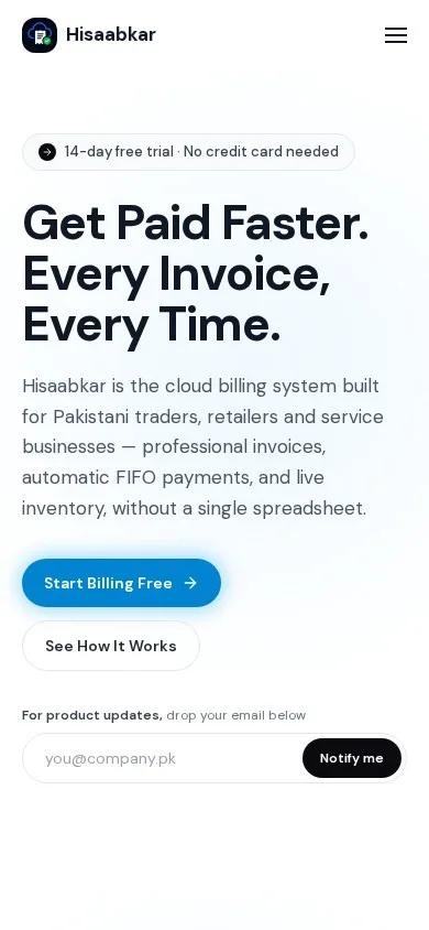 HisaabKar on a mobile phone