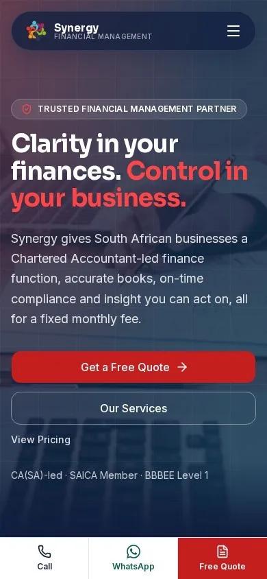Synergy Financial Management on a mobile phone