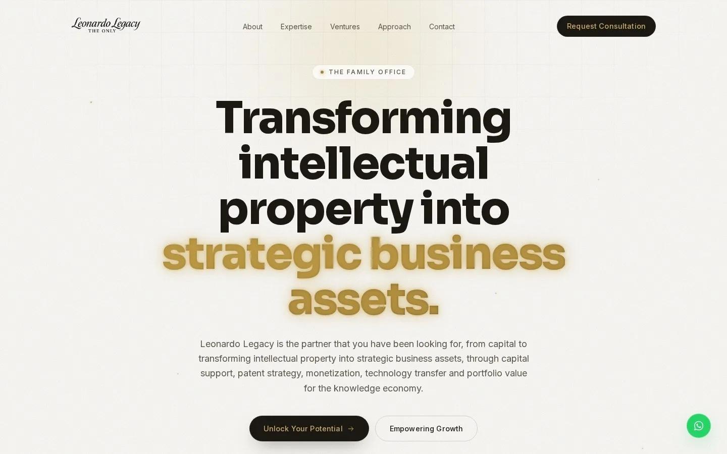 Leonardo Legacy website homepage